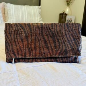 Sequin Zebra Print Clutch
